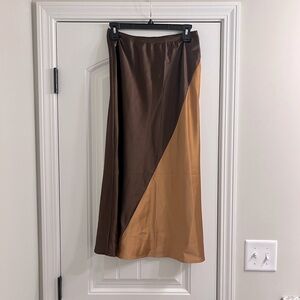 Satin Asymmetric Designed Midi Skirt